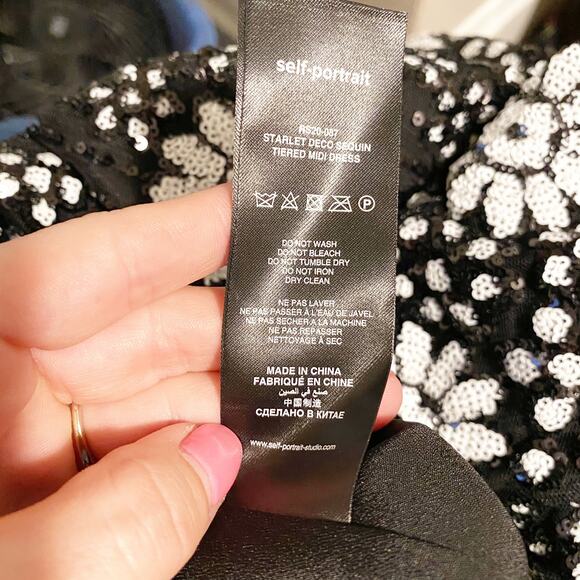 Self Portrait Black Tulle Floral Sequin Deco Tiered Dress NWT Size 2 MSRP $535 - Picture 12 of 13